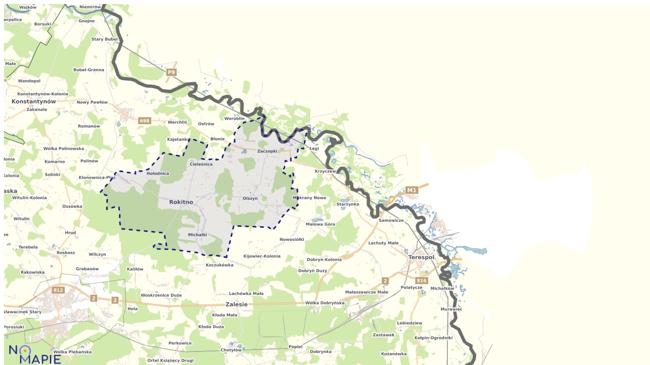Mapa obszarów ochrony przyrody Rokitna