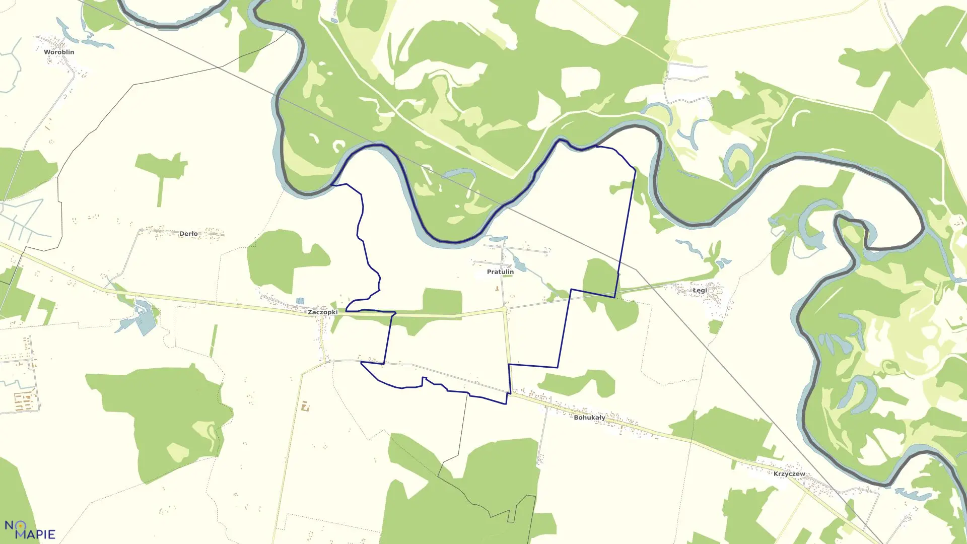 Mapa obrębu PRATULIN w gminie Rokitno