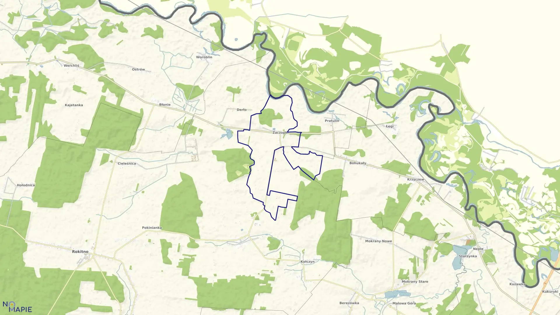 Mapa obrębu ZACZOPKI w gminie Rokitno