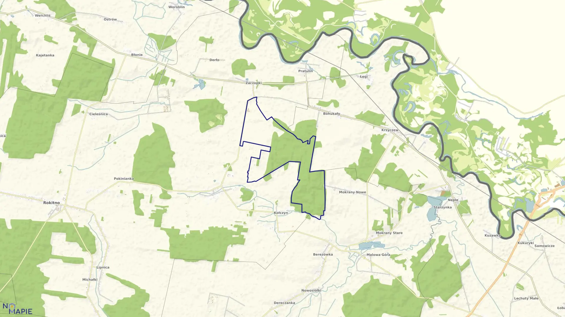 Mapa obrębu ZACZOPKI KOLONIA w gminie Rokitno